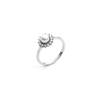 Anello 4US Paciotti in Argento con Zirconi e Perla - Sun Flower - 4UAN3663W
