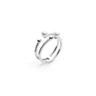 Anello 4US Paciotti in Argento con Zirconi e Perle - Weaving - 4UAN3669W