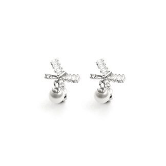 Orecchini 4US Paciotti in Argento con Zirconi e Perle - Bow - 4UOR3680W