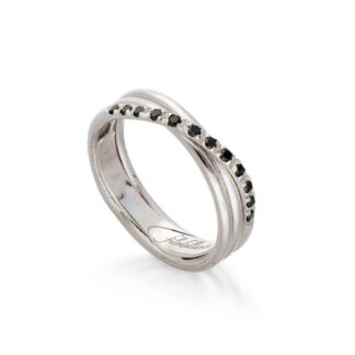 Anello 3 Fili in Argento con Diamanti Neri - Classic - AN8ABN