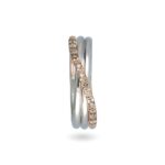 Anello 3 Fili in Oro Rosa e Argento con Diamanti Brown - Classic - AN8ARBR