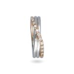 Anello 3 Fili in Oro Rosa e Argento con Diamanti - Classic - AN8ARBT