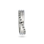 Anello 3 Fili in Oro Bianco con Diamanti Neri - Classic - AN8BBN