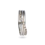 Anello 3 Fili in Oro Bianco con Diamanti Brown - Classic - AN8BBR
