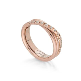 Anello 3 Fili in Oro Rosa con Diamanti - Classic - AN8RBT