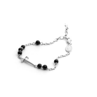 Bracciale Cesare Paciotti in Argento con Agata e Spadino - Black Sun - JPBR2102B