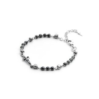 Bracciale Cesare Paciotti in Argento con Ematite e Spadino - Grey Faceting - JPBR2108V