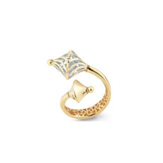 Anello Artlinea in Oro Bianco e Giallo Rombi - Glam - AE4300-LN