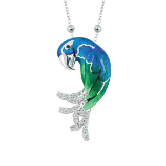 Collana Artlinea in Argento con Smalto e Zirconi Pappagallo Grande - Wild - ZCL1141-MB