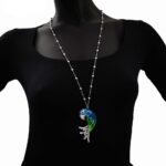 Collana Artlinea in Argento con Smalto e Zirconi Pappagallo Grande - Wild - ZCL1141-MB