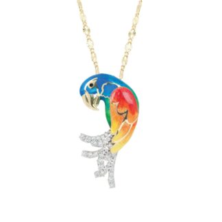 Collana Artlinea in Argento con Smalto e Zirconi Pappagallo Medio - Wild - ZCL1145-MG