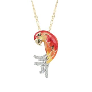 Collana Artlinea in Argento con Smalto e Zirconi Pappagallo Medio - Wild - ZCL1146-MG