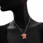 Collana Artlinea in Argento con Smalto e Zirconi Tartaruga Media - Wild - ZCL1297-MG