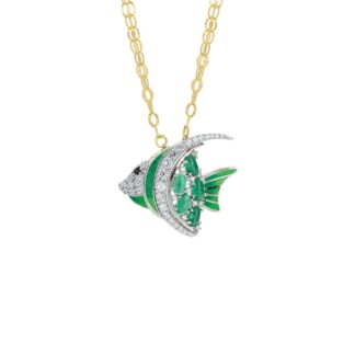 Collana Artlinea in Argento con Smalto e Siamite Pesce Piccolo - Wild - ZCL1337-MN
