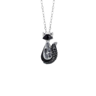 Collana Artlinea in Argento con Smalto e Siamite Gatto Piccolo - Wild - ZCL1341-ML