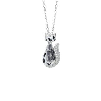 Collana Artlinea in Argento con Smalto e Siamite Gatto Piccolo - Wild - ZCL1343-MB