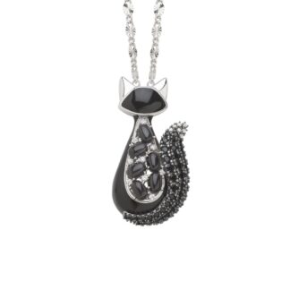 Collana Artlinea in Argento con Smalto e Siamite Gatto Grande - Wild - ZCL1344-ML