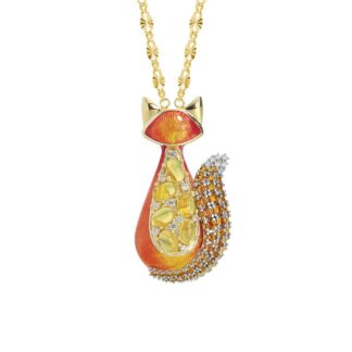 Collana Artlinea in Argento con Smalto e Siamite Gatto Grande - Wild - ZCL1345-MN
