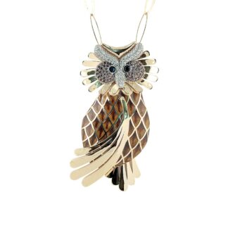 Collana Artlinea in Argento con Smalto e Zirconi Gufo Grande - Wild - ZCL915-MN