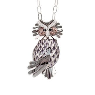 Collana Artlinea in Argento con Smalto e Zirconi Gufo Grande - Wild - ZCL916-ML