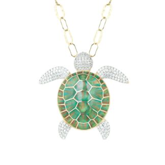 Collana Artlinea in Argento con Smalto e Zirconi Tartaruga Grande - Wild - ZCL917-MN