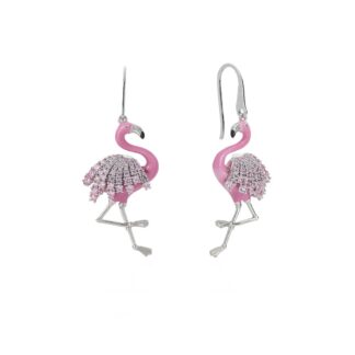 Orecchini Artlinea in Argento con Smalto e Zirconi Fenicottero - Wild - ZOR1231-MB