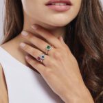 Anello Mabina in Argento con Zaffiro Sintetico e Zirconi - 523209