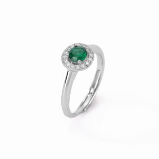 Anello Mabina in Argento con Smeraldo Sintetico e Zirconi - 523210