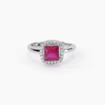 Anello Mabina in Argento con Rubino Sintetico e Zirconi - 523211