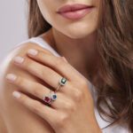 Anello Mabina in Argento con Rubino Sintetico e Zirconi - 523211