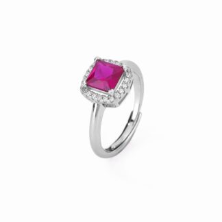 Anello Mabina in Argento con Rubino Sintetico e Zirconi - 523211