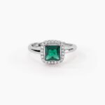 Anello Mabina in Argento con Smeraldo Sintetico e Zirconi - 523213