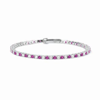 Bracciale Tennis Mabina in Argento con Rubini Sintetici e Zirconi - 533457
