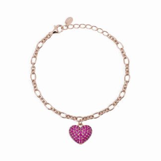 Bracciale Mabina in Argento con Rubini Sintetici e Cuore - 533465