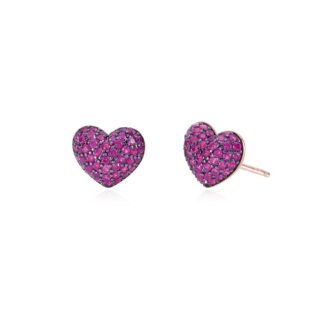 Orecchini Mabina in Argento con Rubini Sintetici Cuore - 563439