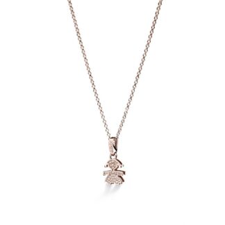 Ciondolo Le Bebè Bimba in Oro Rosa con Diamanti - i Pavé Mini - LBB454