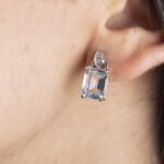Orecchini Pendenti in Oro Bianco con Acquamarina e Diamanti - 24M02
