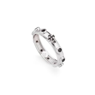 Anello Amen in Argento e Zirconi Neri con Rosario - Rosari - AROBN