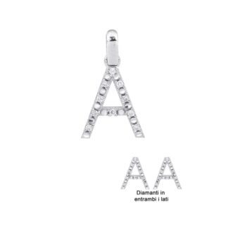 Ciondolo con Iniziale Artlinea in Oro Bianco con Diamanti - Nomi e Iniziali Diamond - PD003-4B