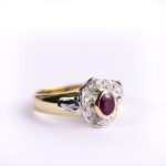 Anello in Oro Bianco e Giallo con Diamanti e Rubino - 18/A