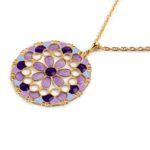 Collana Isola Bella in Argento e Smalti Merletti Tondo Viola - 20001157