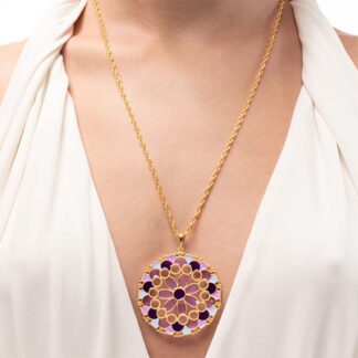 Collana Isola Bella in Argento e Smalti Merletti Tondo Viola - 20001157