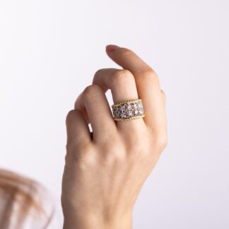 Anello a Fascia in Oro Bianco e Giallo con Diamanti - 3658