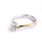 Anello Solitario in Oro Bianco e Giallo con Diamante - 4120133