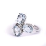 Anello in Oro Bianco con Diamanti e Acquamarina - 6317/1