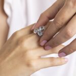 Anello in Oro Bianco con Diamanti e Acquamarina - 6317/1