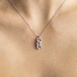 Collana con Pendente in Oro Bianco con Diamanti - CL009AV173