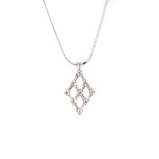 Collana con Pendente in Oro Bianco con Diamanti - CL1135