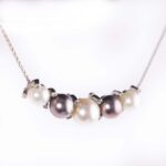 Collana Girocollo in Oro Bianco con Diamanti e Perle - CL290