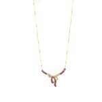 Collana Fiocco in Oro Giallo con Rubini e Diamanti - HBJN344